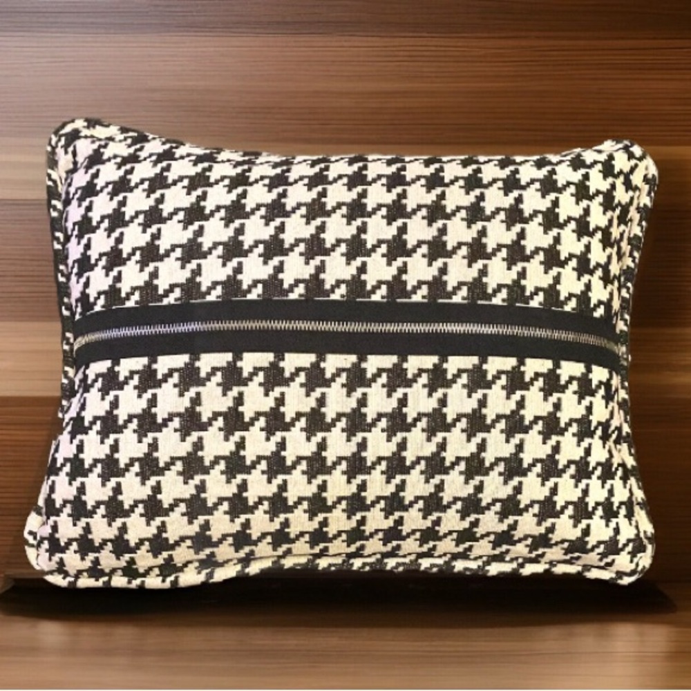 Houndstooth Black and White Accent Pillow - Picture 3 of 4